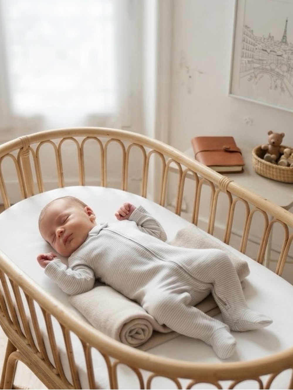 Carter's Taupe Cream Stripe 2-Way Zipper Footed Sleeper